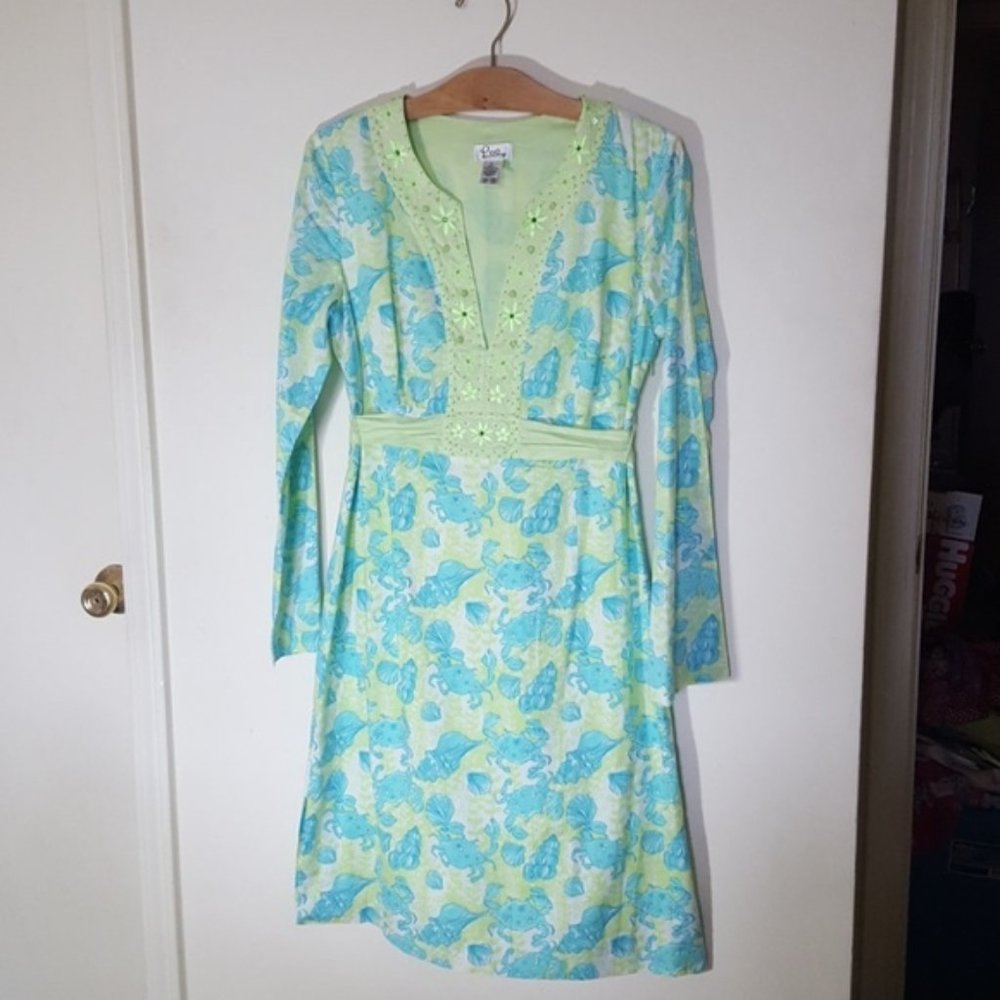 Lilly Pulitzer Crab Seashell Embroidered Dress
